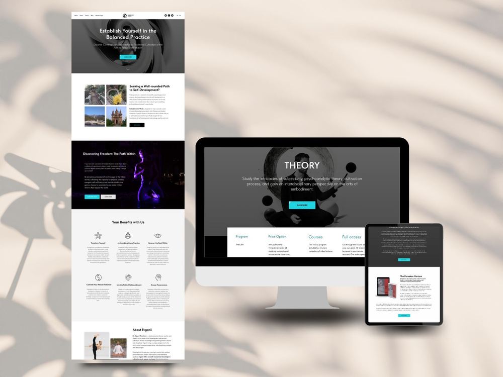 Embodiment of Real website on desktop, tablet and phone