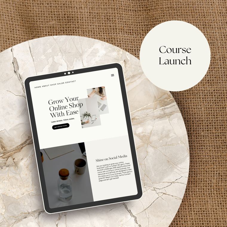 An online course launch page on a tablet