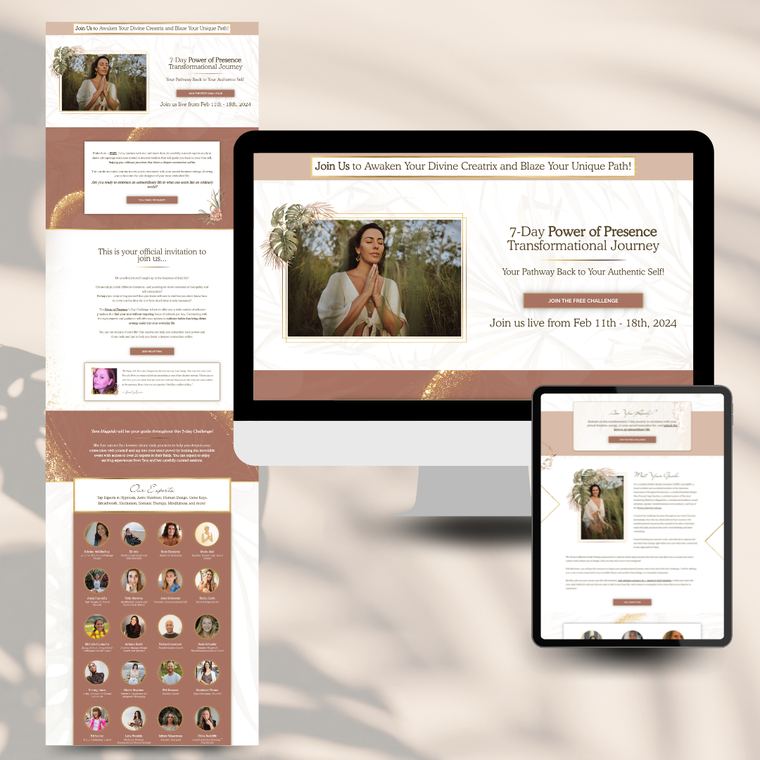 A sales funnel shown on desktop, tablet and phone
